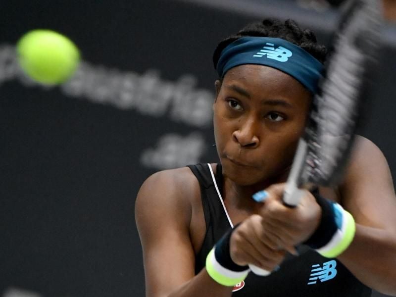 Holte sich beim Turnier in Linz ihren ersten WTA-Titel: Cori Gauff in Aktion. Foto: Barbara Gindl/APA/dpa
