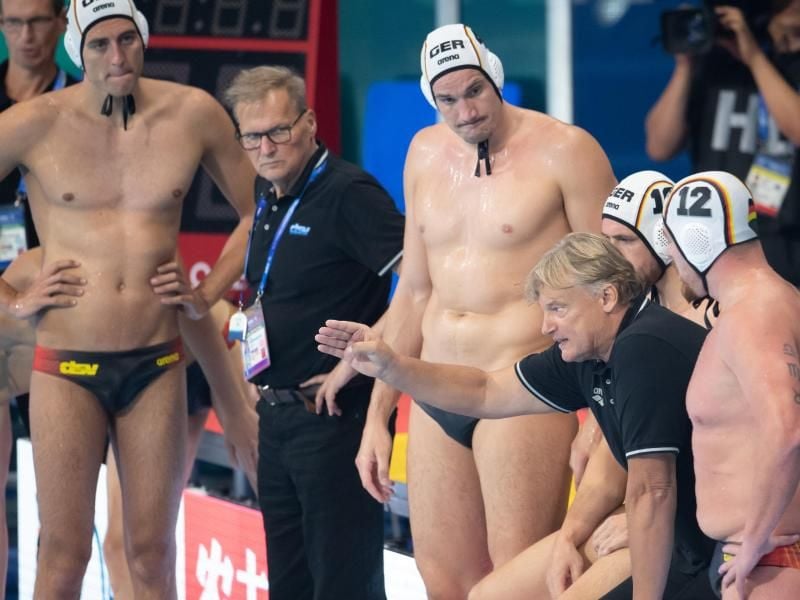 Das Team von Wasserball-Bundestrainer Hagen Stamm kam zum WM-Start nicht über ein Remis gegen Japan hinaus. Foto: Bernd Thissen