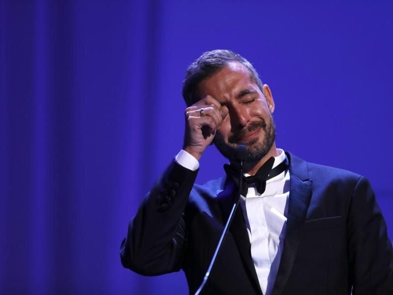 Von den Gefühlen übermannt: Xavier Legrand hat in Venedig einen silbernen Löwen für den besten Erstlingsfilm erhalten. Foto: Domenico Stinellis/AP