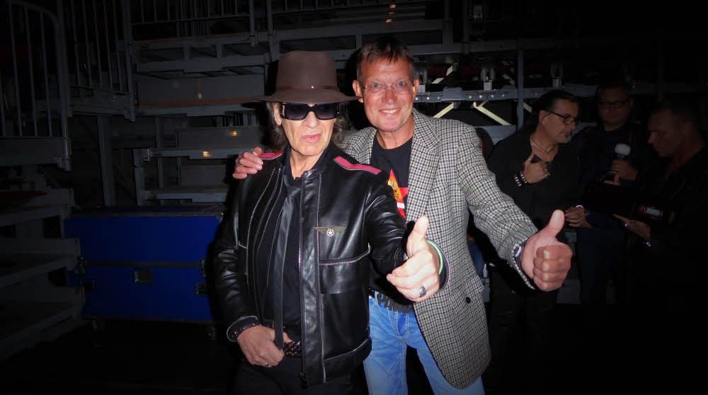 Mathias Geesen (re.) bei seinem Treffen mit Udo Lindenberg (li.).
