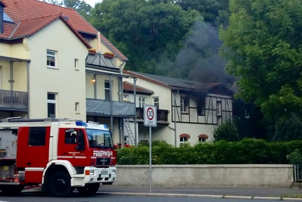 In der Steintorvorstadt in Zeitz brennt es.