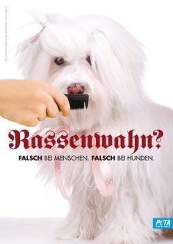 Peta-Poster zu „Rassenwahn“