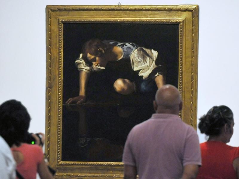 Das Gemälde "Narcissus" von Caravaggio nach einem Mythos des römischen Dichters Ovid in Havanna. Foto: efe