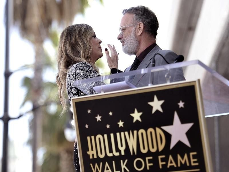 Rita Wilson zusammen mit ihrem Mann Tom Hanks bei der Zeremonie auf dem „Walk of Fame”. Foto: Richard Shotwell/Invision