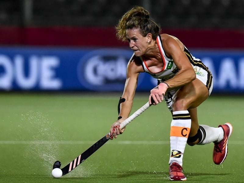 Janne Müller-Wieland ist die Kapitänin der deutschen Hockey-Damen. Foto: Dirk Waem/BELGA