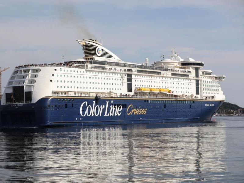 Die Norwegen-Fähre der Reederei Color Line Cruises. Foto: picture alliance / Christian Charisius/dpa/Archivbild
