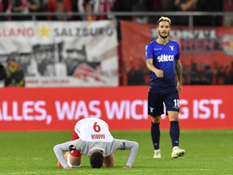 Munas Dabbur von RB Salzburg jubelt nach seinem Treffer zum 1:1. Foto: Kerstin Joensson/AP