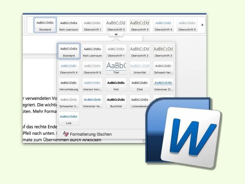 Word hat verschiedene Format-Vorlagen zur Auswahl. Aber man kann auch eine eigene anlegen. Foto: dpa-infocom
