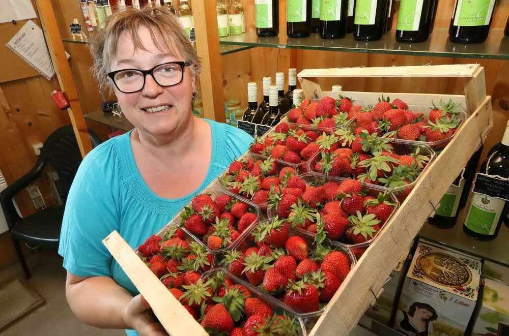 Im Hofladen in Beyernaumburg kann man bei Andrea Kettner auch Erdbeeren aus eigener Ernte kaufen.