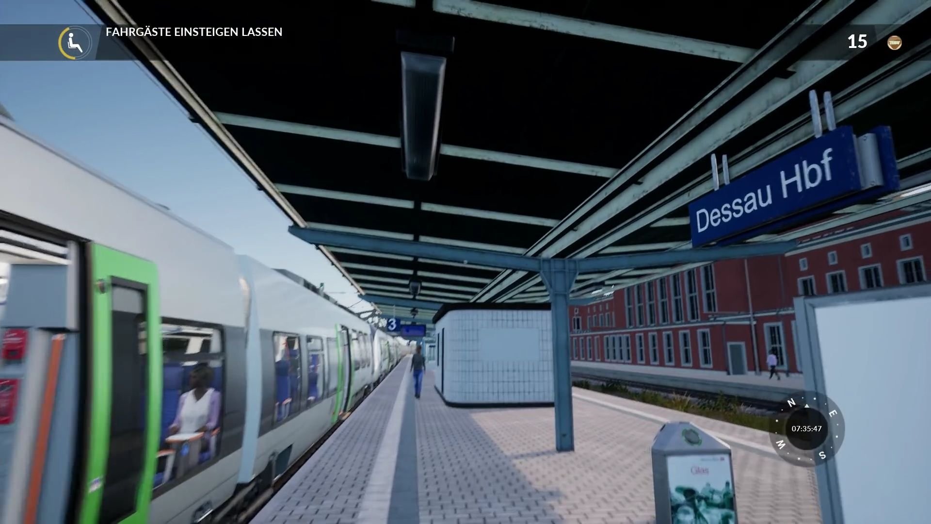 Der Bahnhof in Dessau im Spiel „Train Sim World“