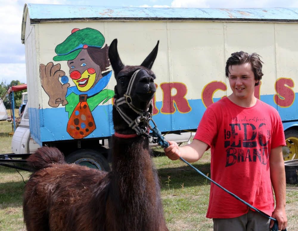 Zirkus am Badesee: In Dixförda gastiert am Donnerstag und Freitag der Familien-Circus Bügler. Auch Tierdressuren sind während des Programms zu sehen, so tritt unter anderem das Lama „Amaro“ auf. Hier wird es präsentiert von Michael Heilig.