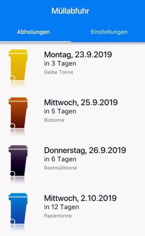 Anzeige der App für Holzdorf