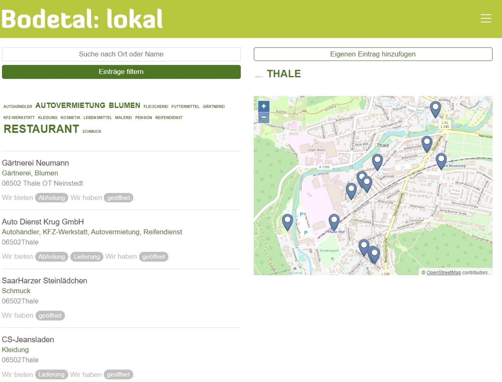 Das Portal www.bodetal-lokal.de soll Geschäften und Restaurants im Raum Thale durch die Krise helfen.