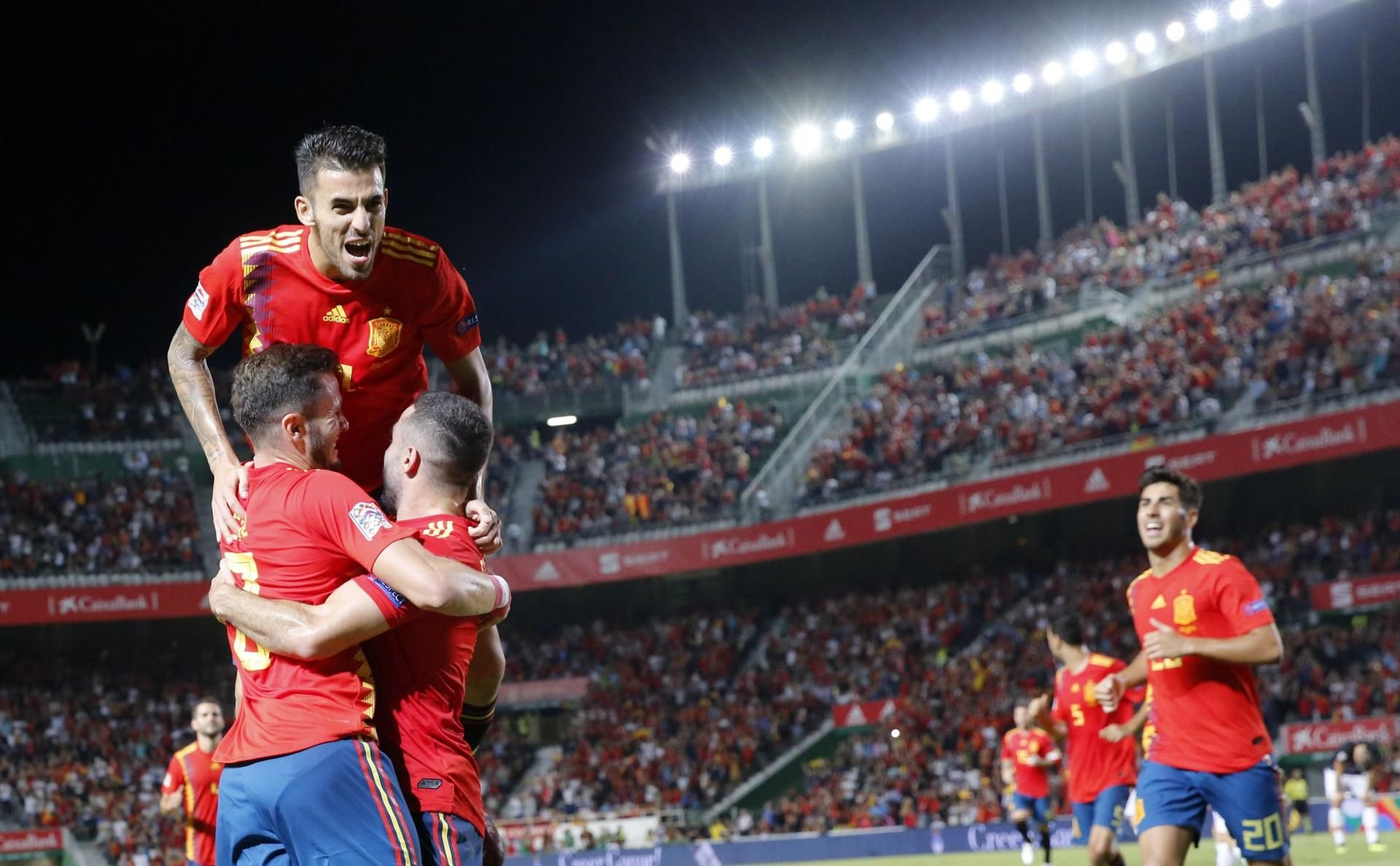 Spanische Nationalspieler beim furiosen 6:0-Sieg über Vize-Weltmeister Kroatien.