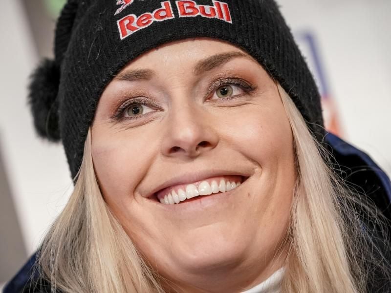 Lindsey Vonn aus den USA spricht im Februar 2019 bei einer Pressekonferenz zu ihrem Karriereende. Foto: Michael Kappeler/dpa