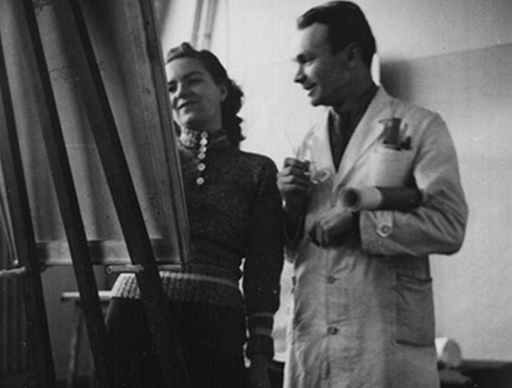 Veronika Schwarz-Fritsche und ihr Mann Hans-Dieter Schwarz in den 1950er Jahren in ihrem damaligen Atelier.