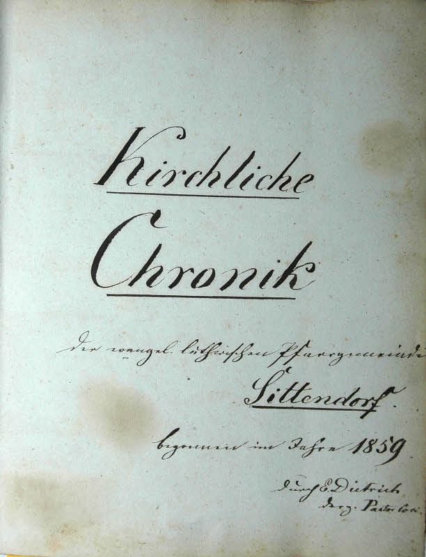 Titelblatt der 1859 angelegten Kirchlichen Chronik.