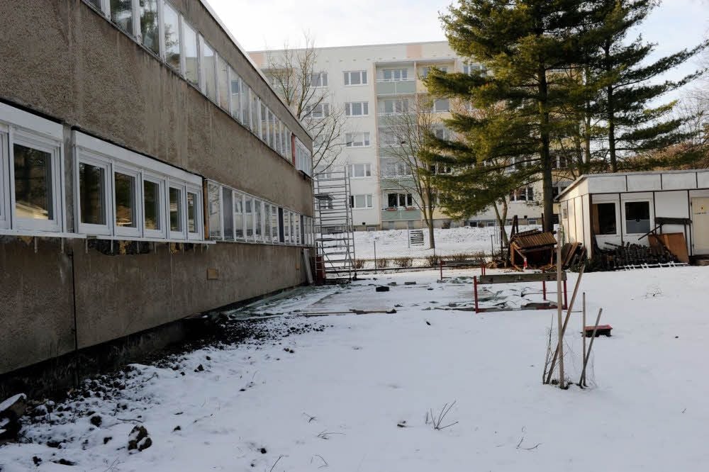 In diesem Bereich soll der Anbau für die Kita entstehen.