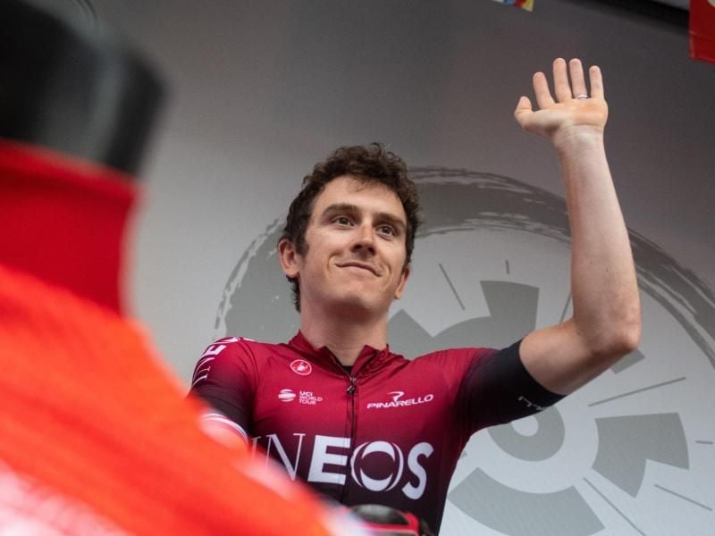 Geraint Thomas in Hannover bei der Präsentation der Teams für die Deutschland-Tour. Foto: Bernd Thissen