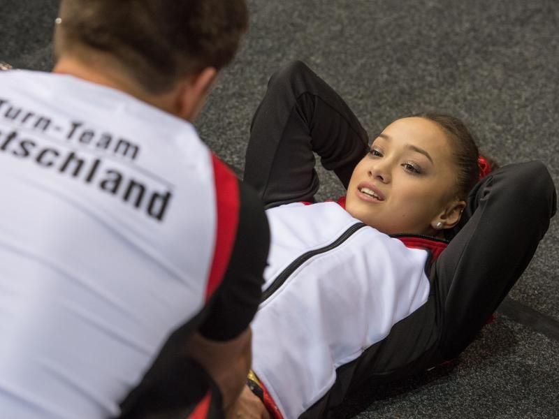Kim Janas bereitet sich auf die Qualifikation beim Turnier der Meister in Cottbus vor. Foto: Patrick Pleul