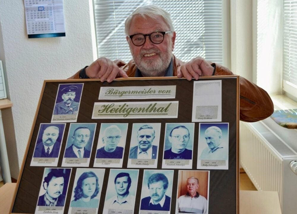 Heiligenthals Ortsbürgermeister Edgar Pilz mit einigen seiner Amtsvorgängern.