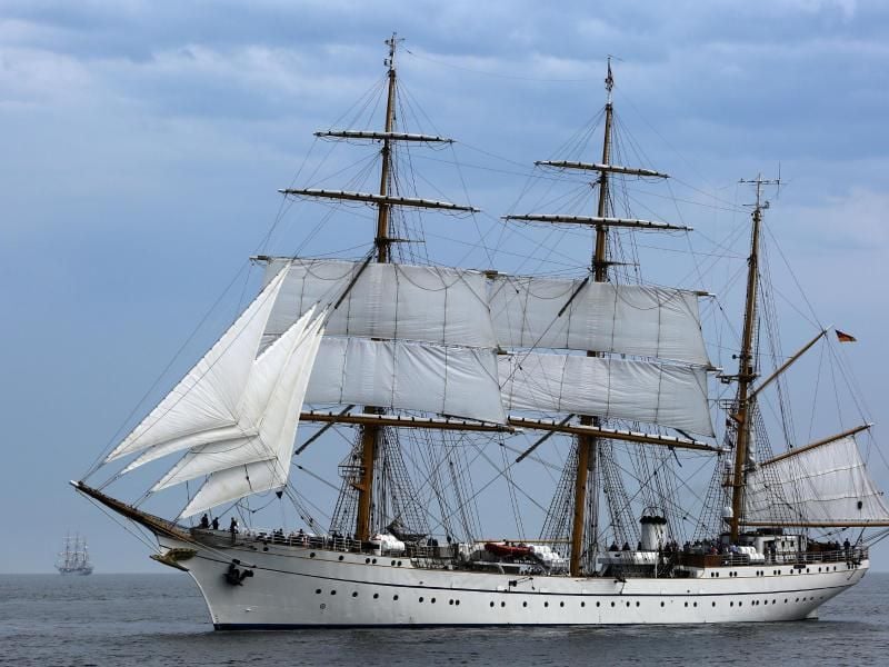 Das Segelschulschiff der Deutschen Marine, die „Gorch Fock”. Foto: Bernd Wüstneck/Archiv