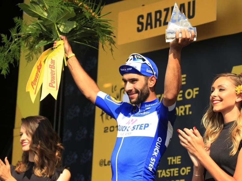 Sprinter Fernando Gaviria hat schon zwei Etappen bei der Tour de France. Foto: Peter Dejong/AP