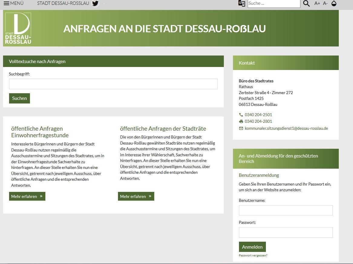 Die städtische Seite hat einen neuen Service.