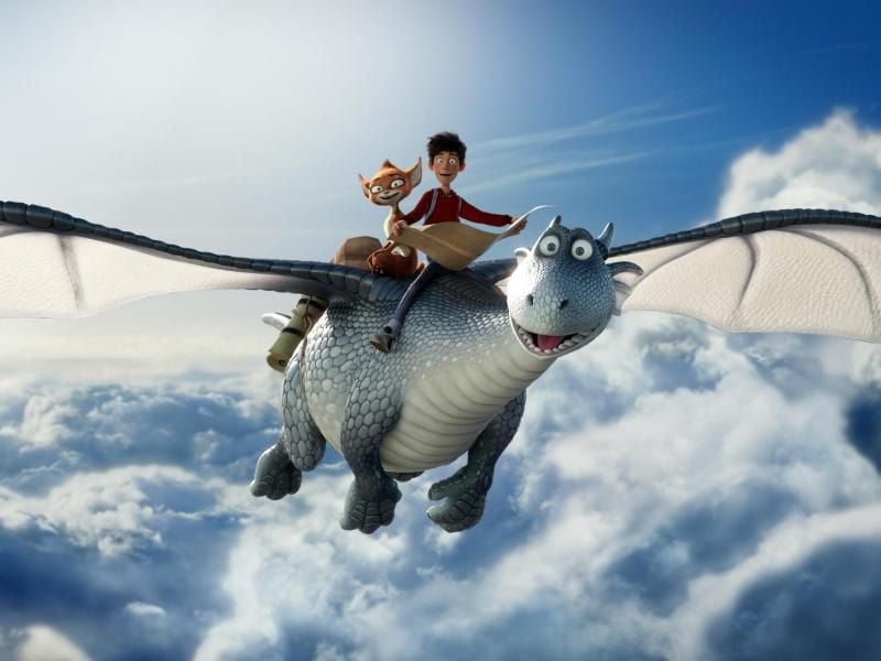 Der Silberdrache Lung, das Koboldmädchen Schwefelfell und der „Drachenreiter” Ben sind auf der Suche nach dem Saum des Himmels. Foto: Constantin Film /dpa