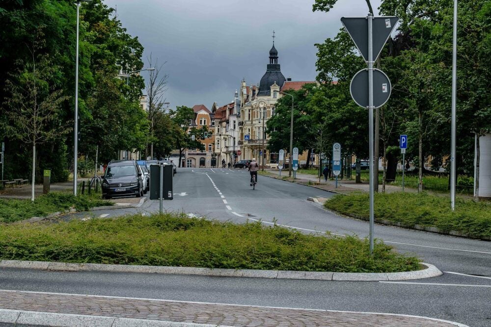 Die nördliche Neustraße in Wittenberg, vom Luther-Hotel aus betrachtet