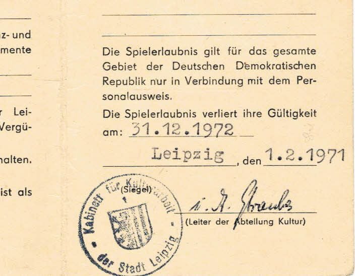 Kunerts Spielerlaubnis