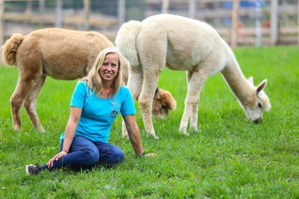 Stefanie Röll aus dem Querfurter Ortsteil Zingst züchtet seit ein paar Jahren Alpakas und bietet Wanderungen mit den Tieren an.