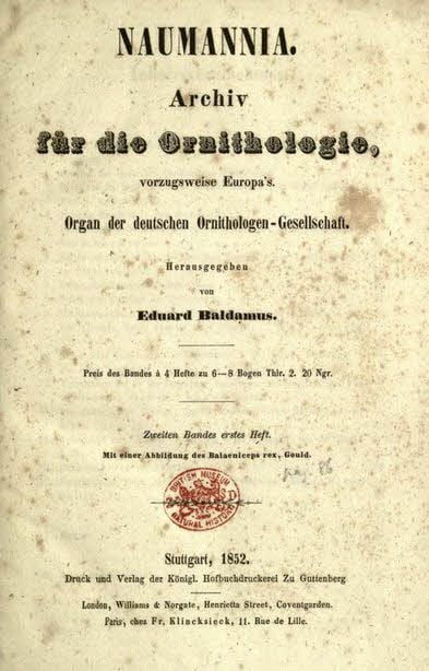 Titelblatt der „Naumannia“.
