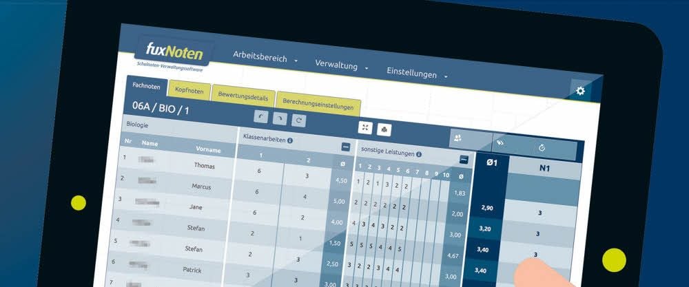So sieht der Lehrer die Noten seiner ganzen Klasse.