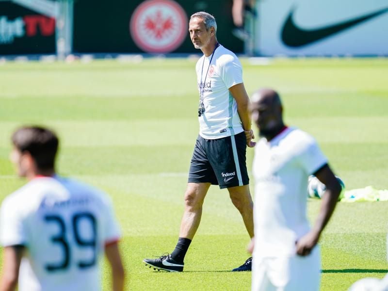 Frankfurts Trainer Adi Hütter muss mit seinem Team gegen Tallin antreten. Foto: Uwe Anspach