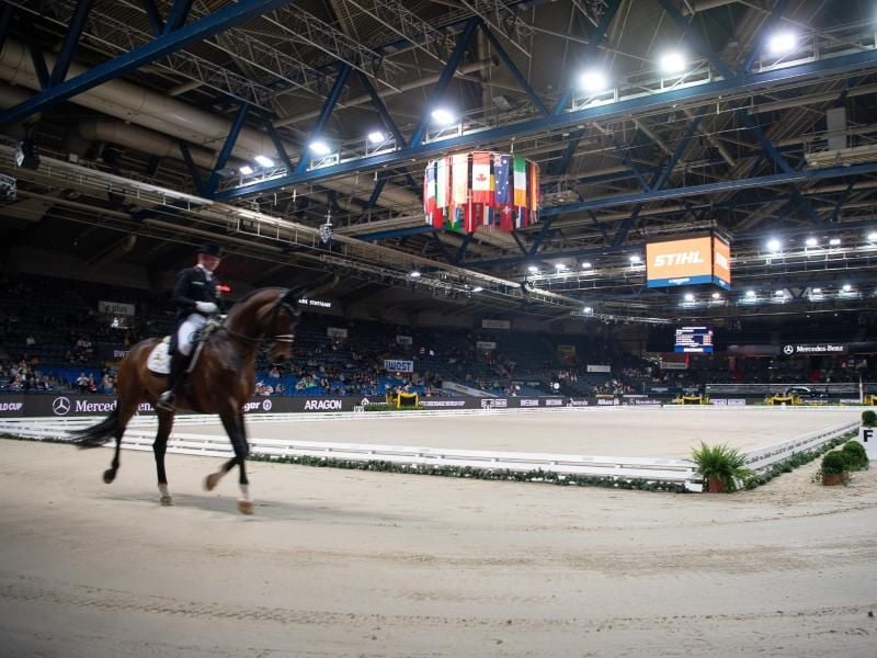 Nach dem internationalen Reitturnier in Frankfurt wurde auch der Dressur-Weltcup in Salzburg abgesagt. Foto: Sebastian Gollnow/dpa
