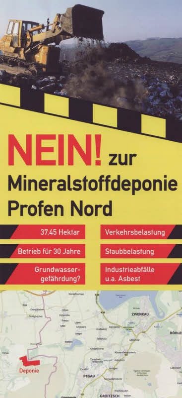 Mit diesem Flyer wirbt die Stadt Pegau für ihr Anliegen, die Deponie zu verhindern.