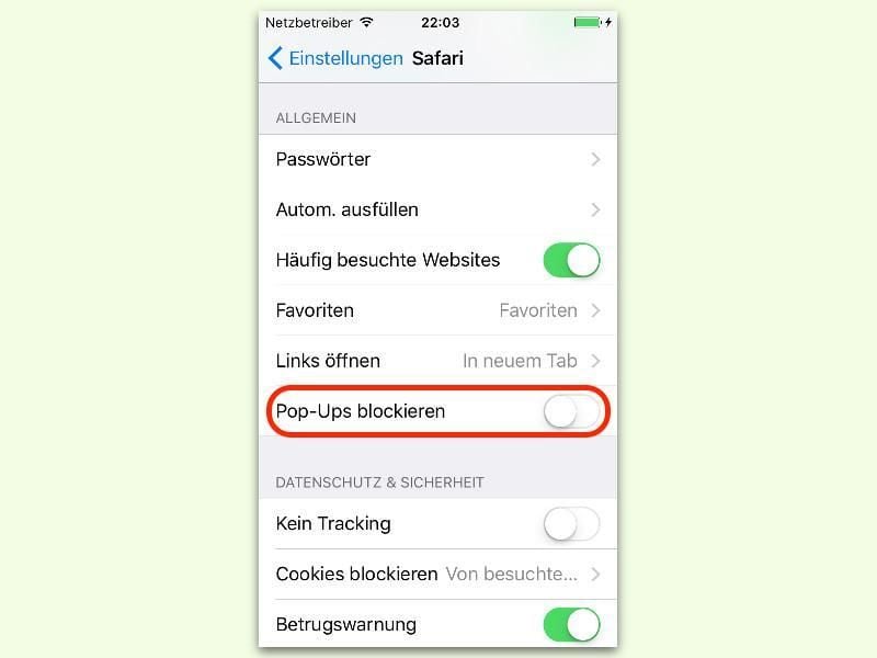 In den Einstellungen von iOS lässt sich der Pop-Up-Blocker von Safari aus- und einschalten. Foto: dpa-infocom