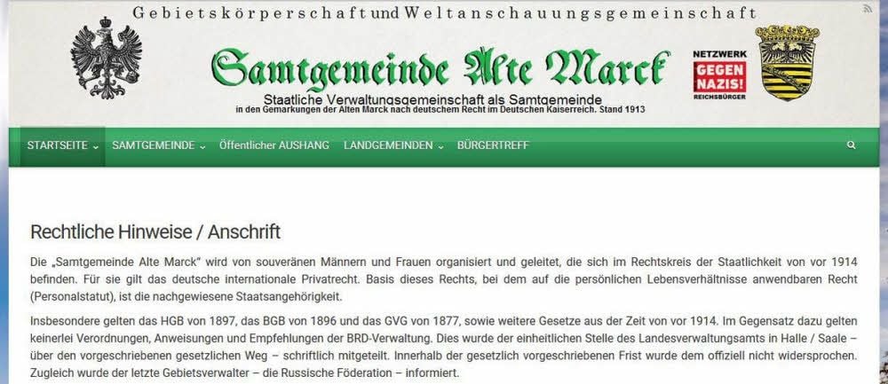 Screenshot des Internetauftritts der Samtgemeinde „Alte Marck“.