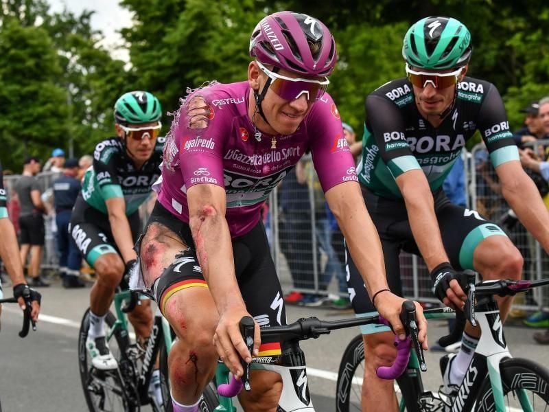 Pascal Ackermann war auf der 10. Etappe des Giro d’Italia schwer gestürzt. Foto: Alessandro Di Meo/ANSA
