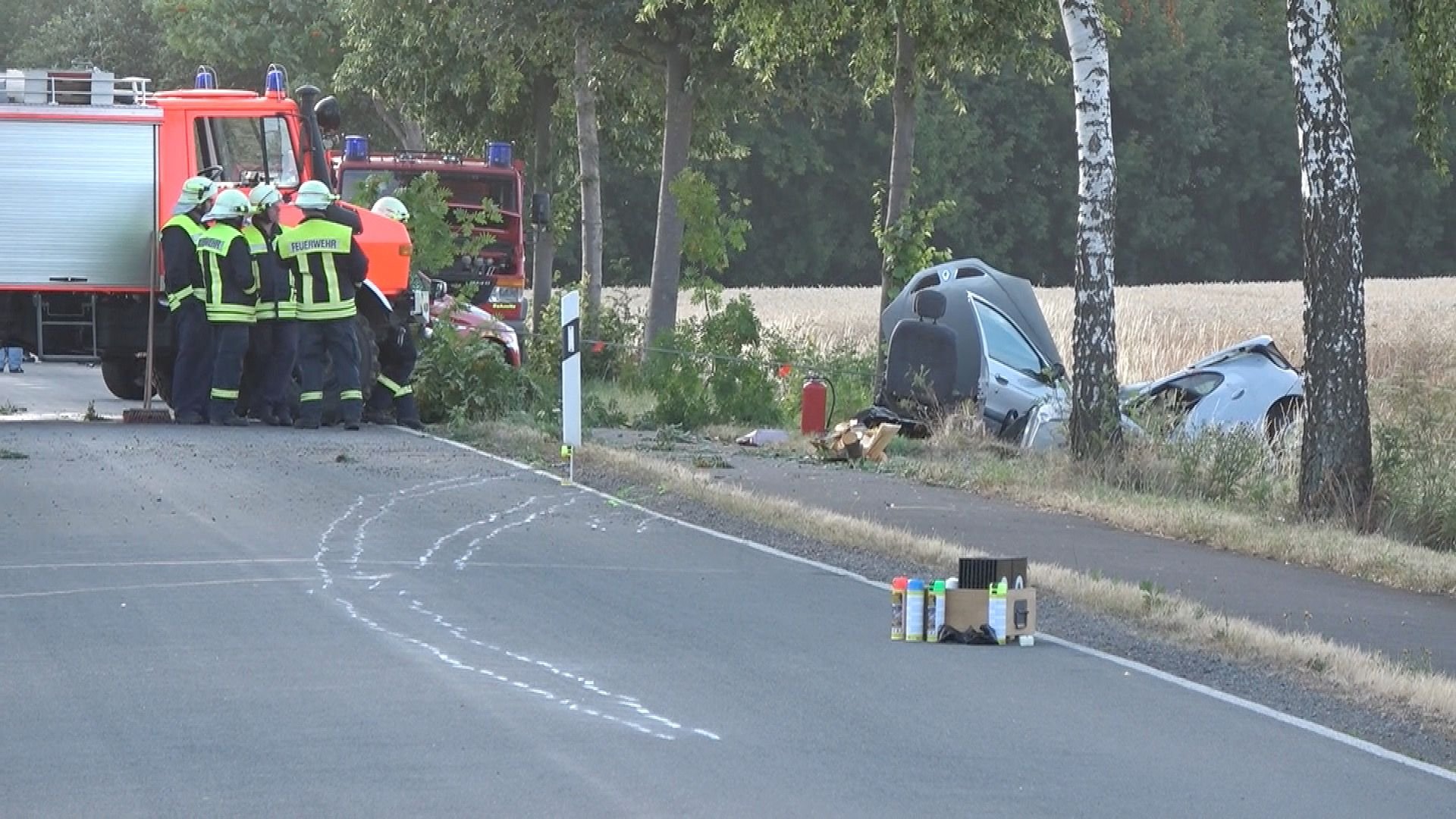 Das Auto kam in einer Linkskurve von der Straße ab.