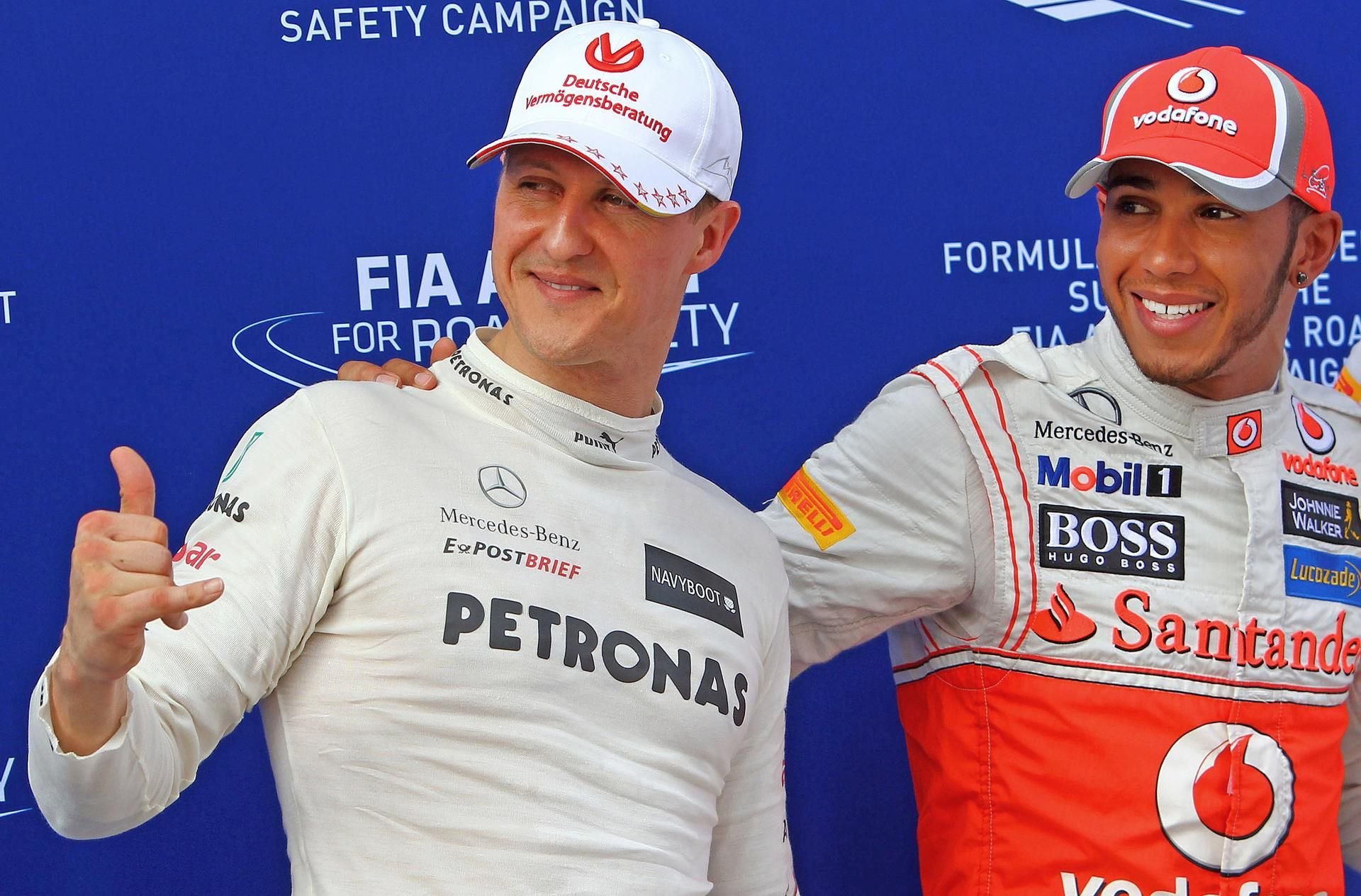 Vor einigen Jahren fuhren Schumi und Hamilton noch um die Wette.