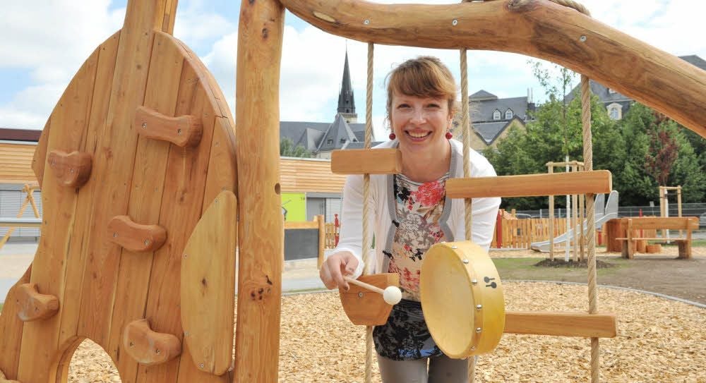 Jelka Deutscher gibt den Takt an in der neuen Musik-Kindertagesstätte am Steg in Halle.