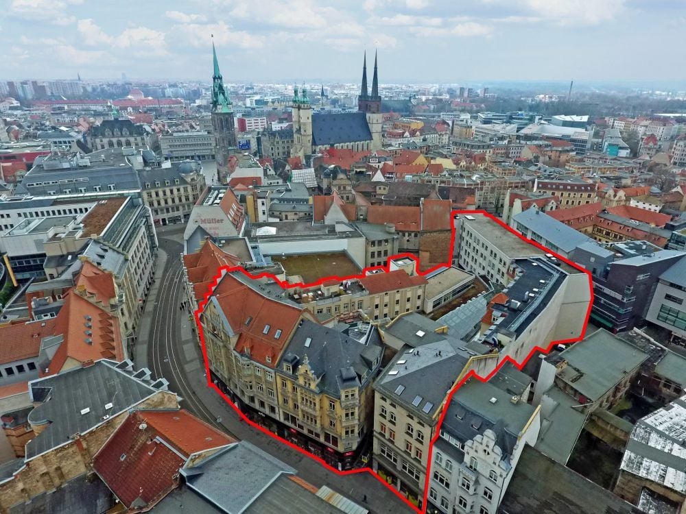 Zur Händelgalerie an der Großen Ulrichstraße gehören neben der Passage auch mehrere Gebäude mit Wohnungen und Büros.