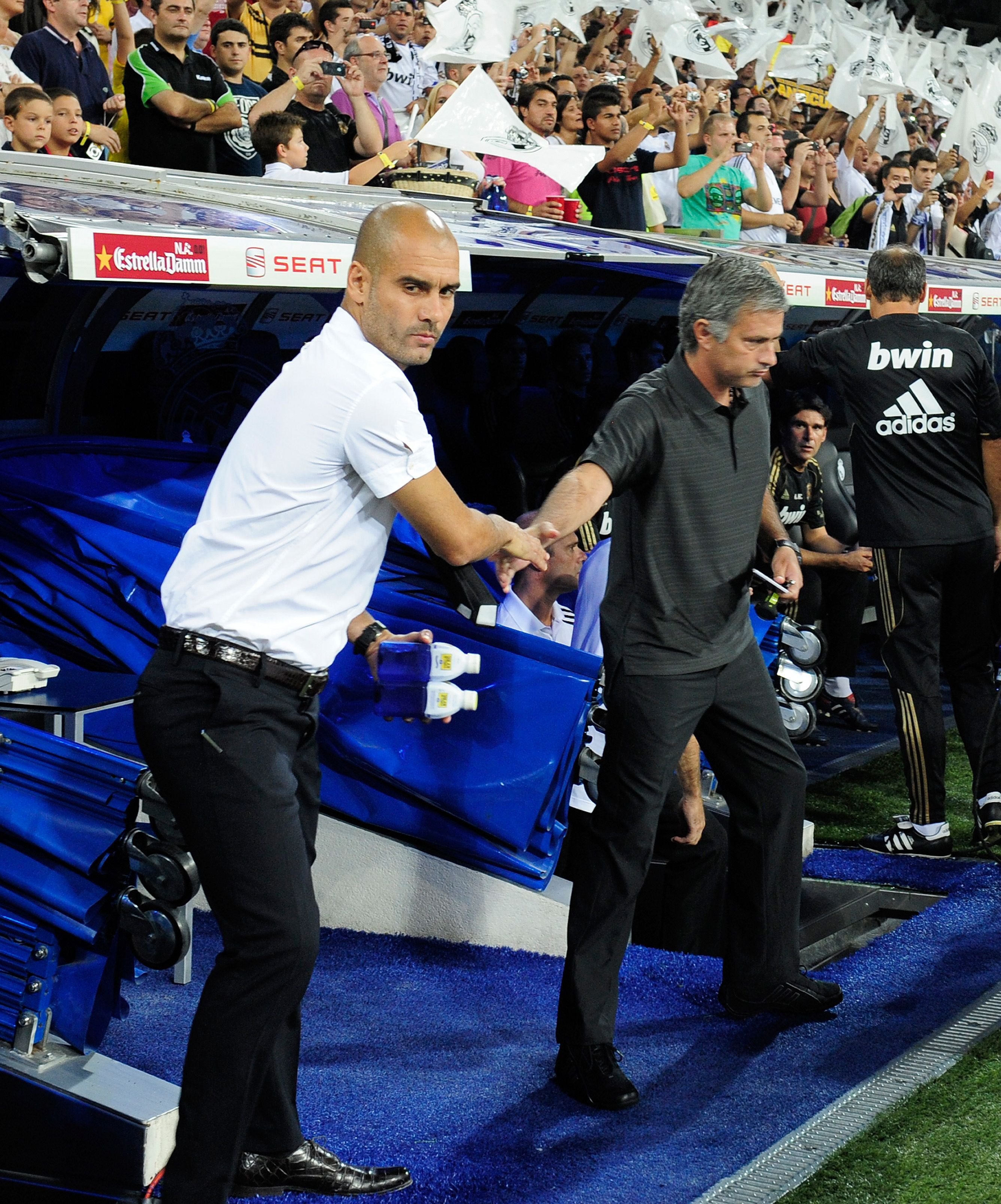 Handschlag ohne Anblick: Pep Guardiola (l.) und José Mourinho.
