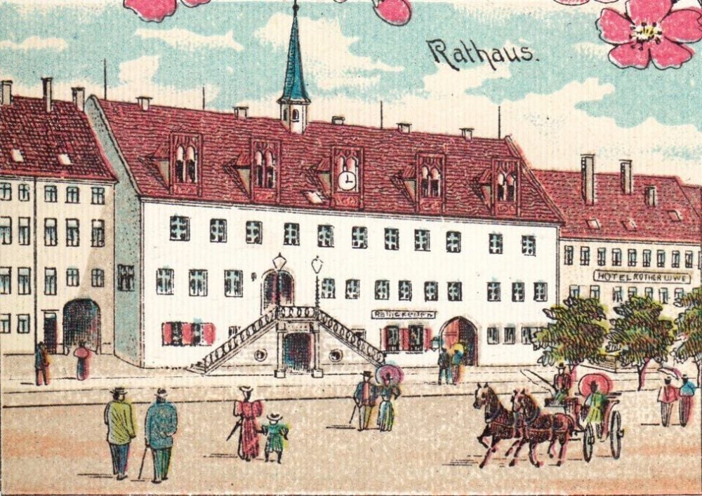Otto Baenschs Mutter Julie, geborene Frölich, stammte aus dem berühmten Gasthof „Roter Löwe“ - rechts neben dem Rathaus.