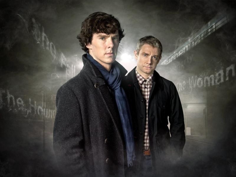 Benedict Cumberbatch (l) als Sherlock Holmes und Martin Freeman als Dr. John Watson. Foto: ARD Degeto/BBC/Hartswood Films/Colin Hutton