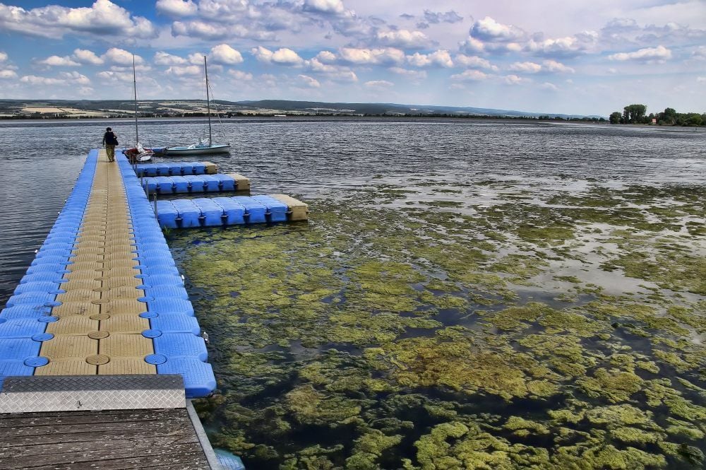 Dieser Steg mit Anlegestellen für Boote führt in den Stausee. Über das Stauregime wird seit längerem diskutiert, jetzt auch an einem Runden Tisch.