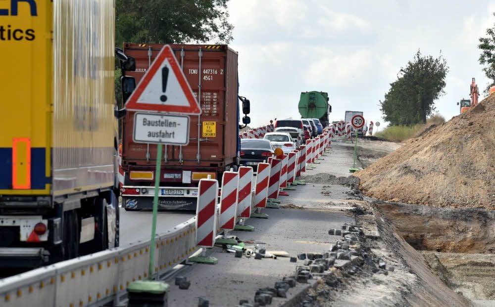 Die Baustelle an der B91 Richtung Weißenfels