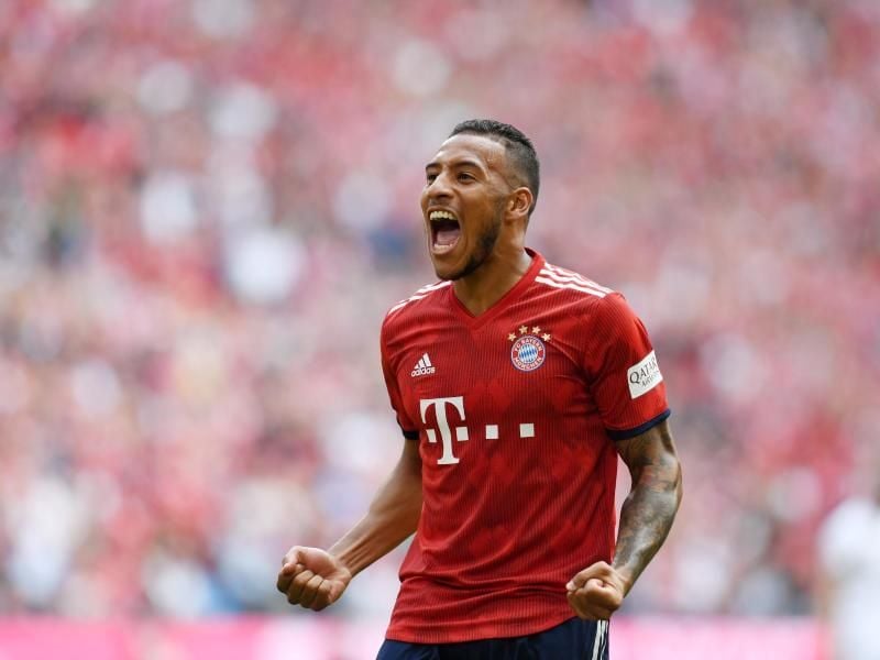 Bayerns Corentin Tolisso jubelt über seinen Treffer zum 1:1. Foto: Tobias Hase
